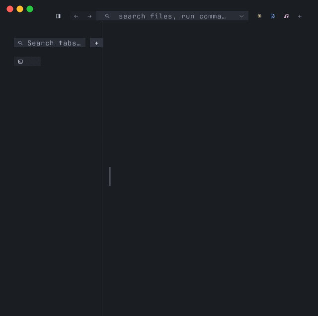 A tmnl window with many tab chips packed into the strip — overflow scrolling, the + button at the end, attention dots on Native chips